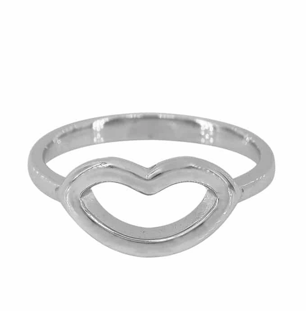 Sterling Silver With Rhodium, 8X15mm Lip Ring With 2mm Band