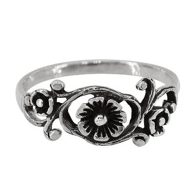 Sterling Silver, Flower Ring, 8mm Width