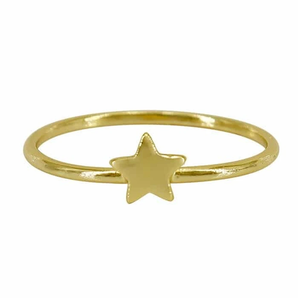 Sterling Silver With Gold, 5mm Star Ring, 1mm Band