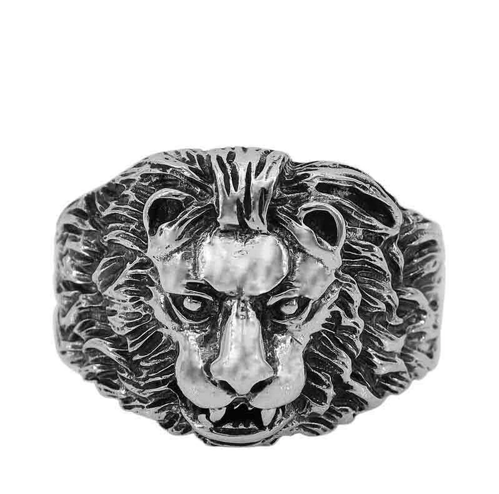 Sterling Silver, Lion Head Ring, 19mm Width