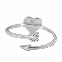 Sterling Silver With Rhodium, 8X8mm Heart Adjustable Ring With Arrow
