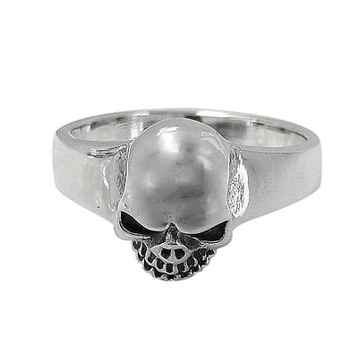 Sterling Silver Skull Ring, 12X8mm Frame