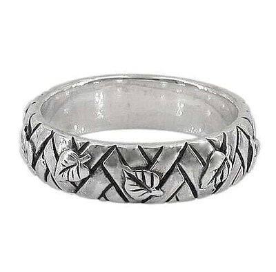 Sterling Silver Leaf Ring, 5mm Width