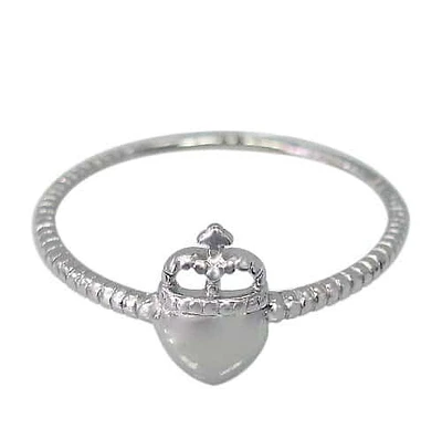 Rhodium Plated On Sterling Silver, Smooth Unique Style Ring With A Detail Crown And Heart Shape. Approx Size: 9mm Width