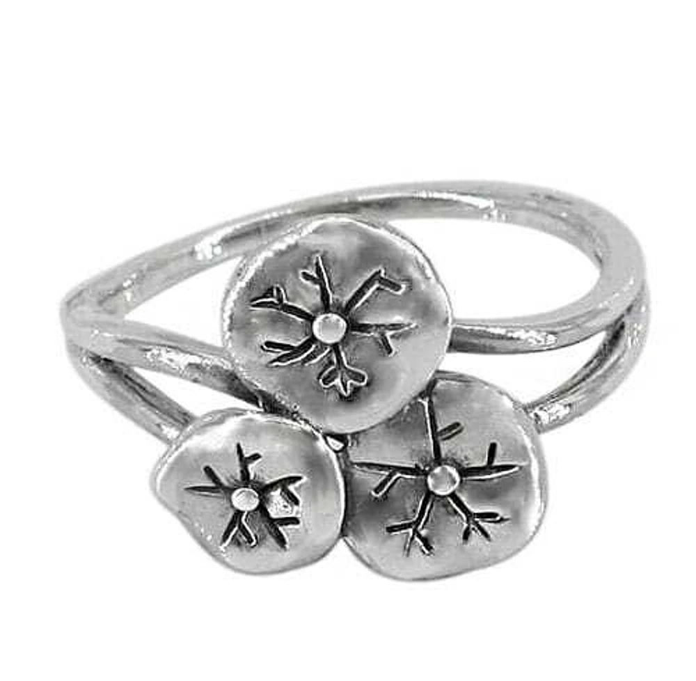 Sterling Silver Flower Ring, 14mm Width