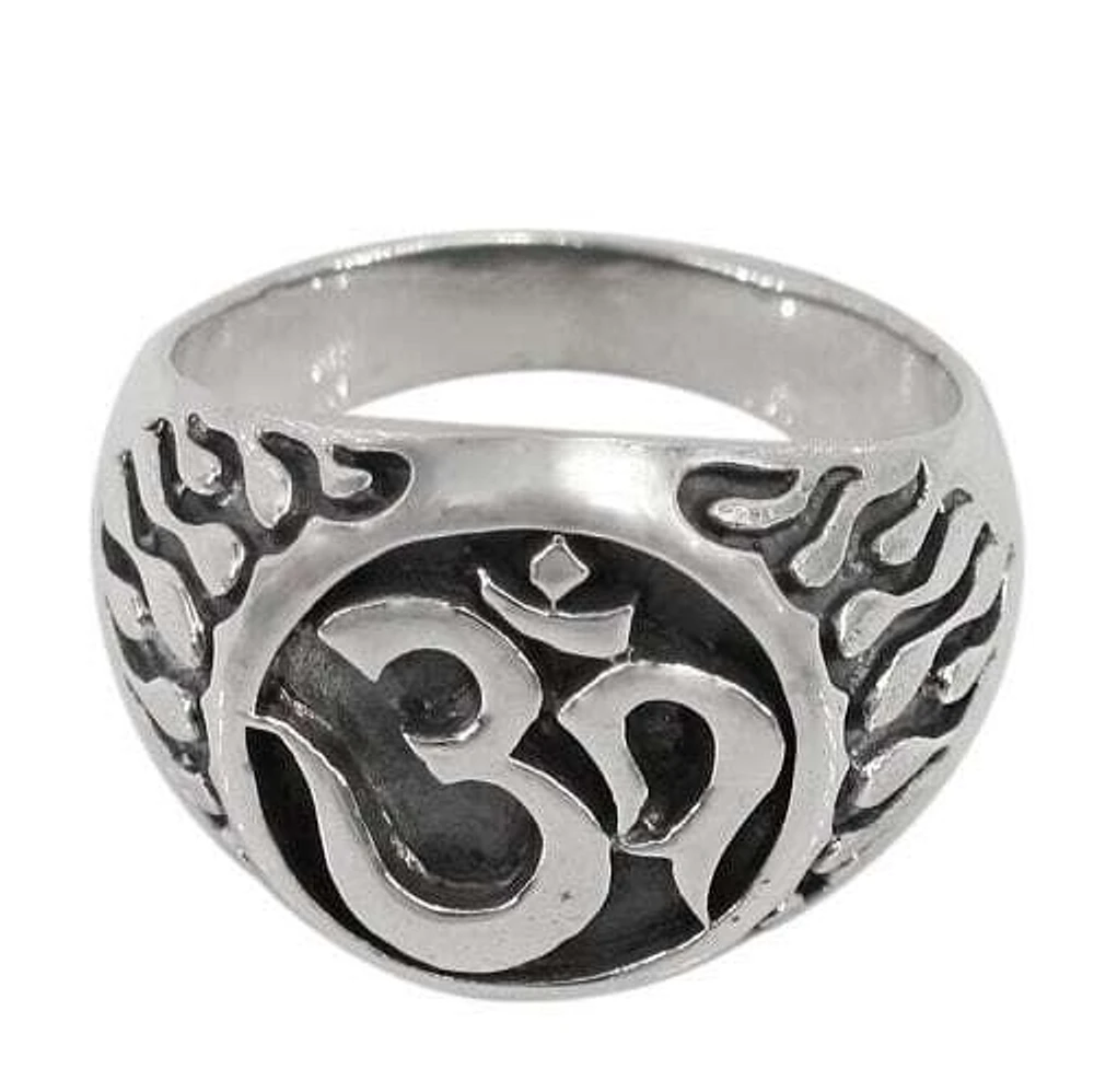 Sterling Silver Om Ring, 17mm Width