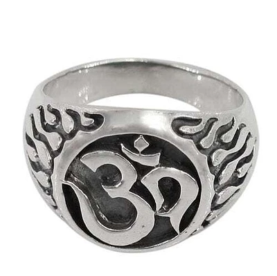 Sterling Silver Om Ring, 17mm Width