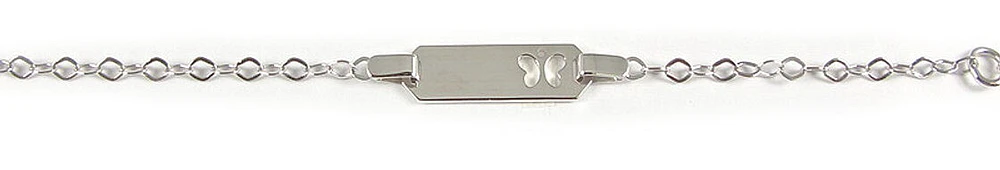 10K White Gold Butterfly Nameplate Children's Bracelet