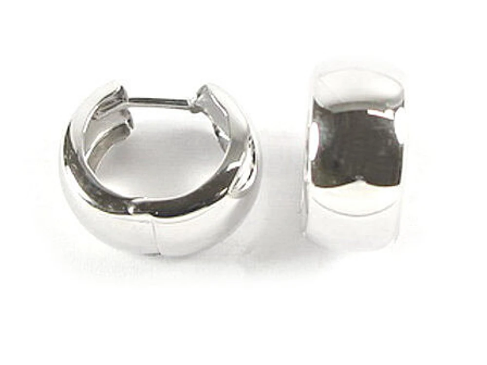10K White Gold Polished Huggy Earrings