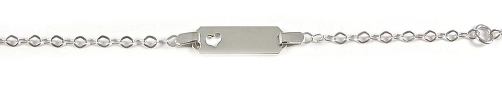10K White Gold Heart Nameplate Children's Bracelet
