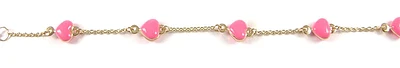 10K Yellow Gold Pink Heart Children's Bracelet