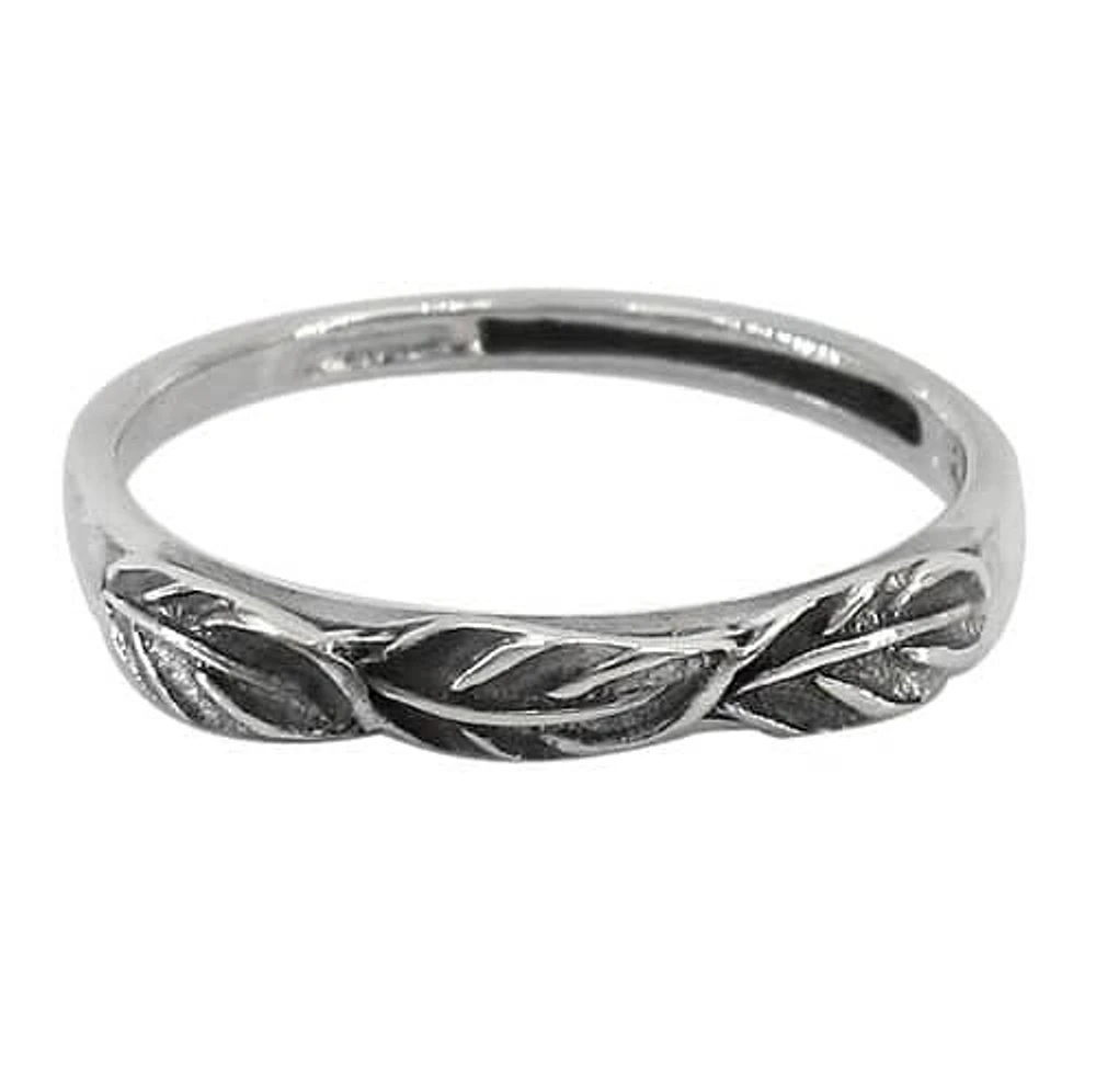 Sterling Silver Leaf Ring, 3mm Width