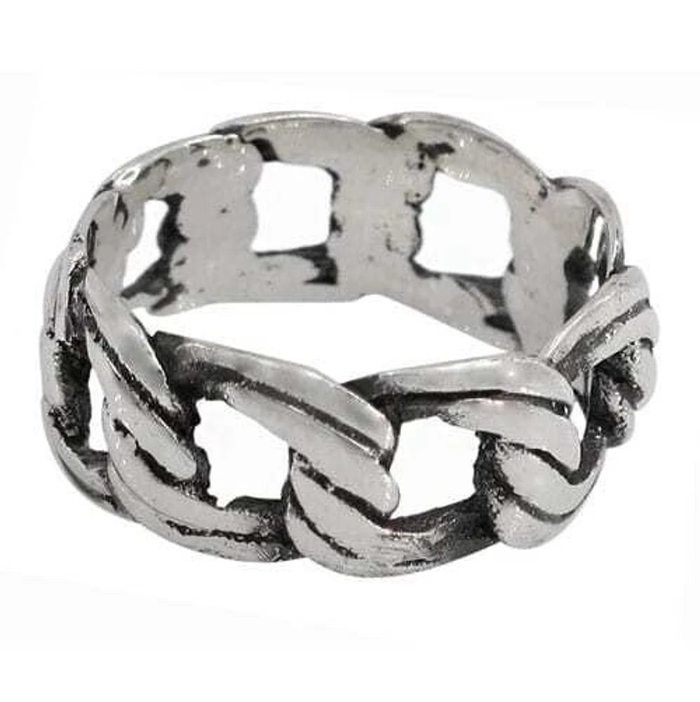 Sterling Silver Chain Style Ring, 11mm Width