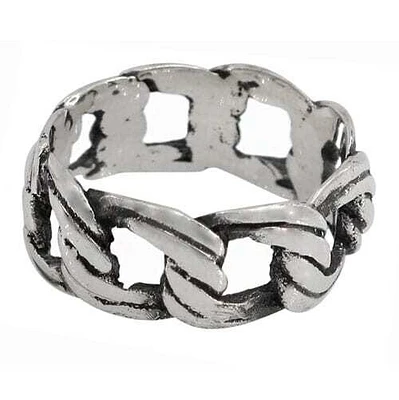 Sterling Silver Chain Style Ring, 11mm Width