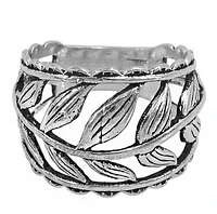 Sterling Silver Leaf Ring, 17mm Width