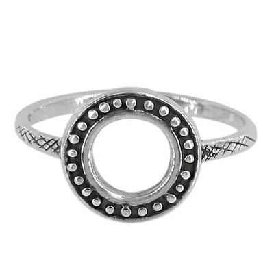 Sterling Silver Beaded Style Ring, 11mm Width