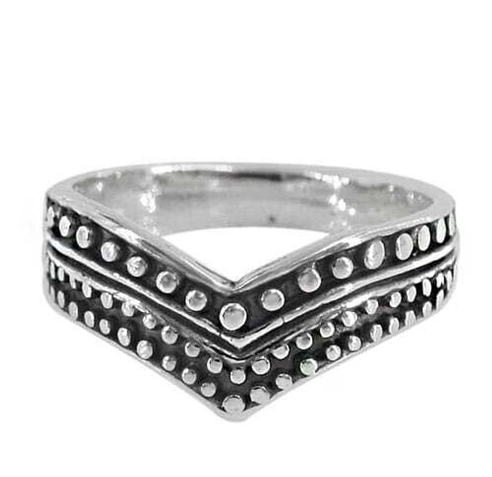 Sterling Silver Beaded Style Ring, 8mm Width