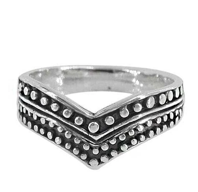 Sterling Silver Beaded Style Ring, 8mm Width