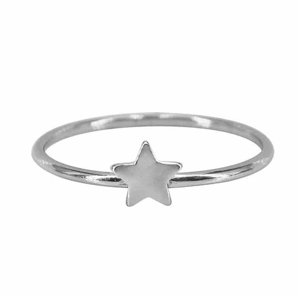 Sterling Silver With Rhodium, 5mm Star Ring, 1mm Band