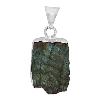 Sterling Silver, Rough Labradorite Pendant