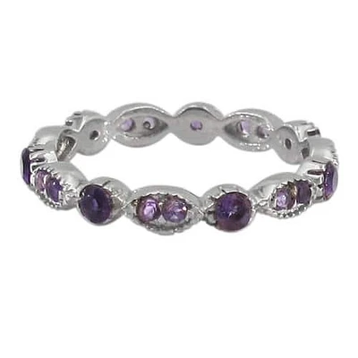 Sterling Silver With Rhodium Stone Ring, 2mm And 3mm Stones