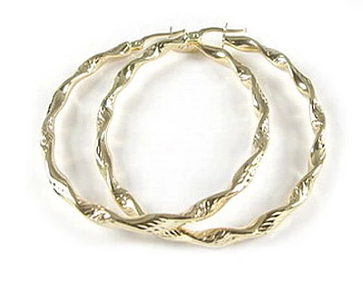 10K Yellow Gold Twisted Hoop Earrings