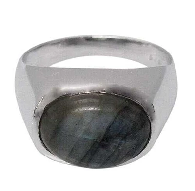 Sterling Silver With Rhodium, 10X13mm Stone Ring, Colour And Size May Vary
