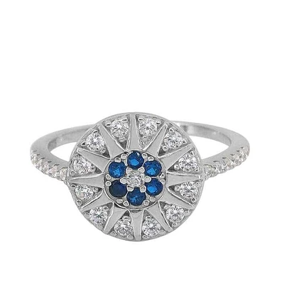 Sterling Silver With Rhodium, 13mm Round Ring With Cubic Zirconia, 1mm Band