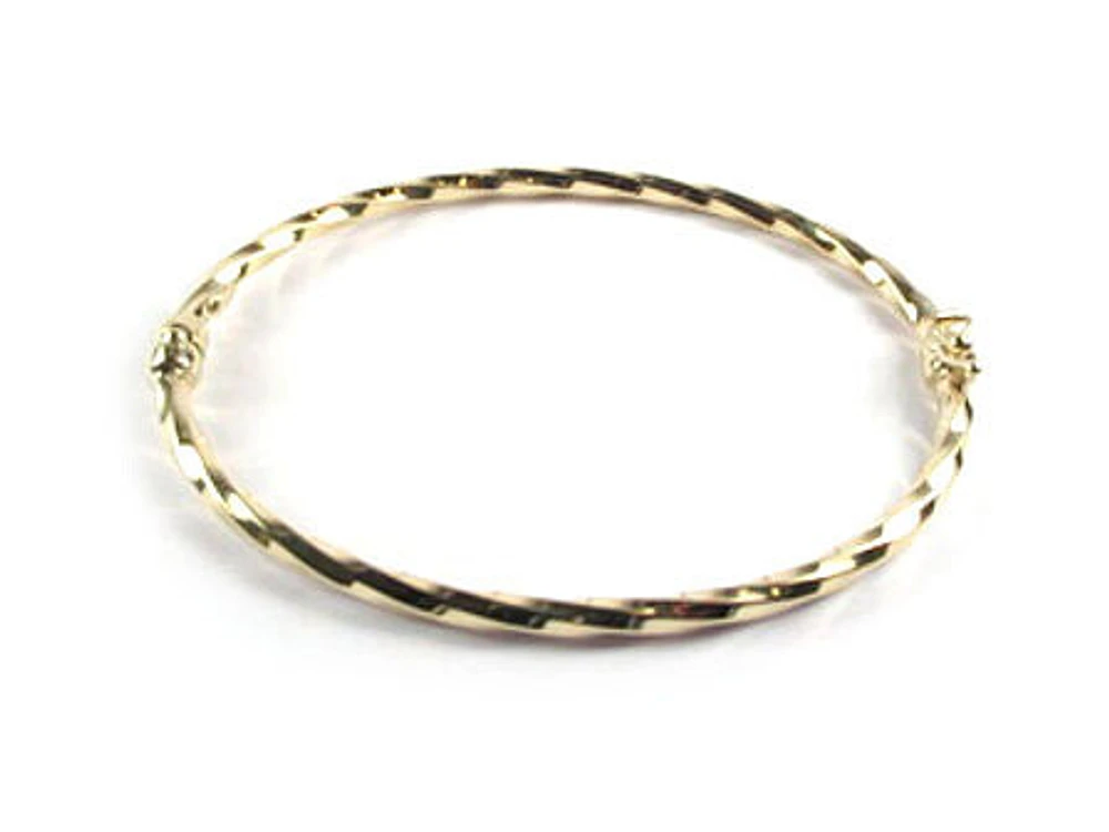 10K Yellow Gold Twisted Grooved Bangle Bracelet