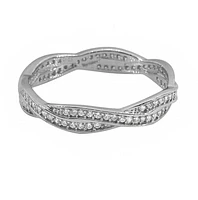 Sterling Silver With Rhodium, Cubic Zirconia Ring