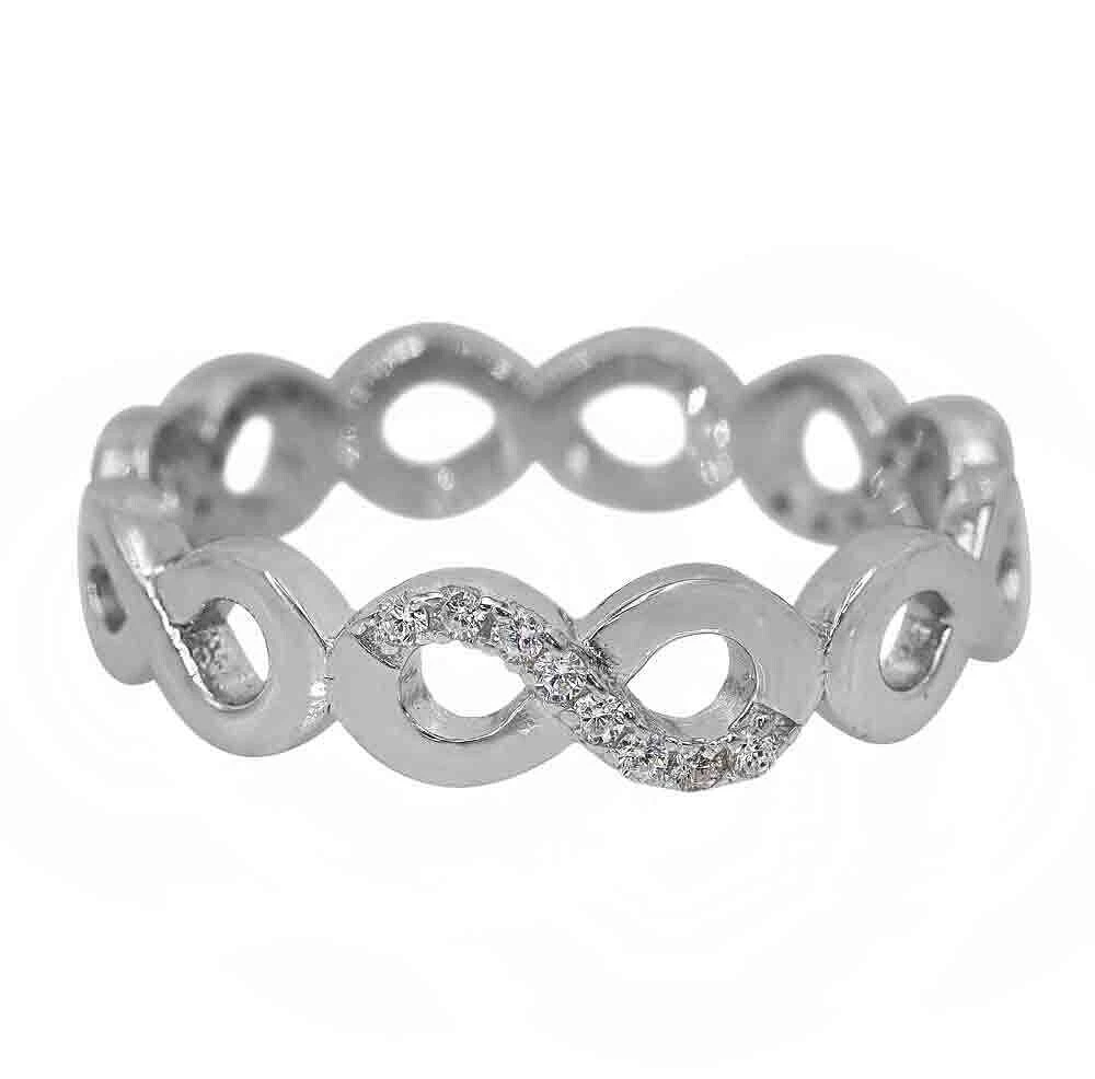 Sterling Silver With Rhodium, Infinity Ring With Cubic Zirconia