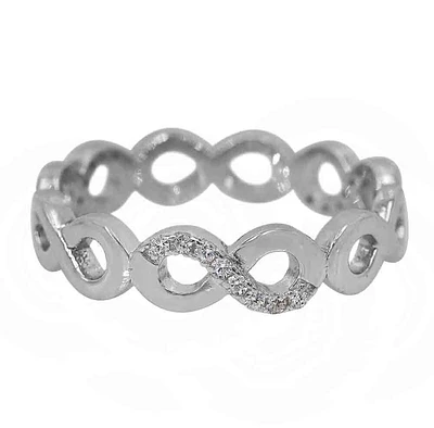 Sterling Silver With Rhodium, Infinity Ring With Cubic Zirconia