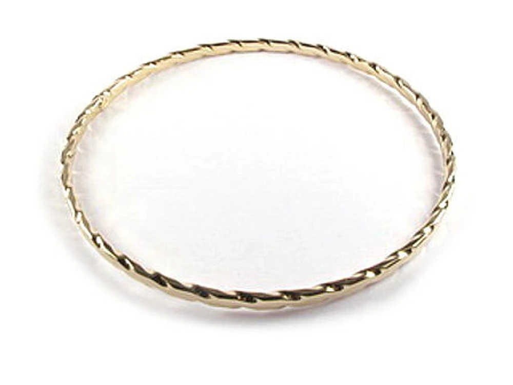 10K Yellow Gold Simple Grooved Bangle Bracelet