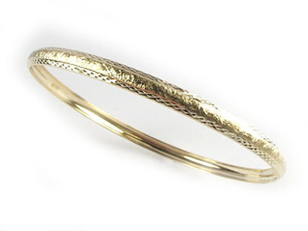 10K Yellow Gold Grooved Bangle Bracelet