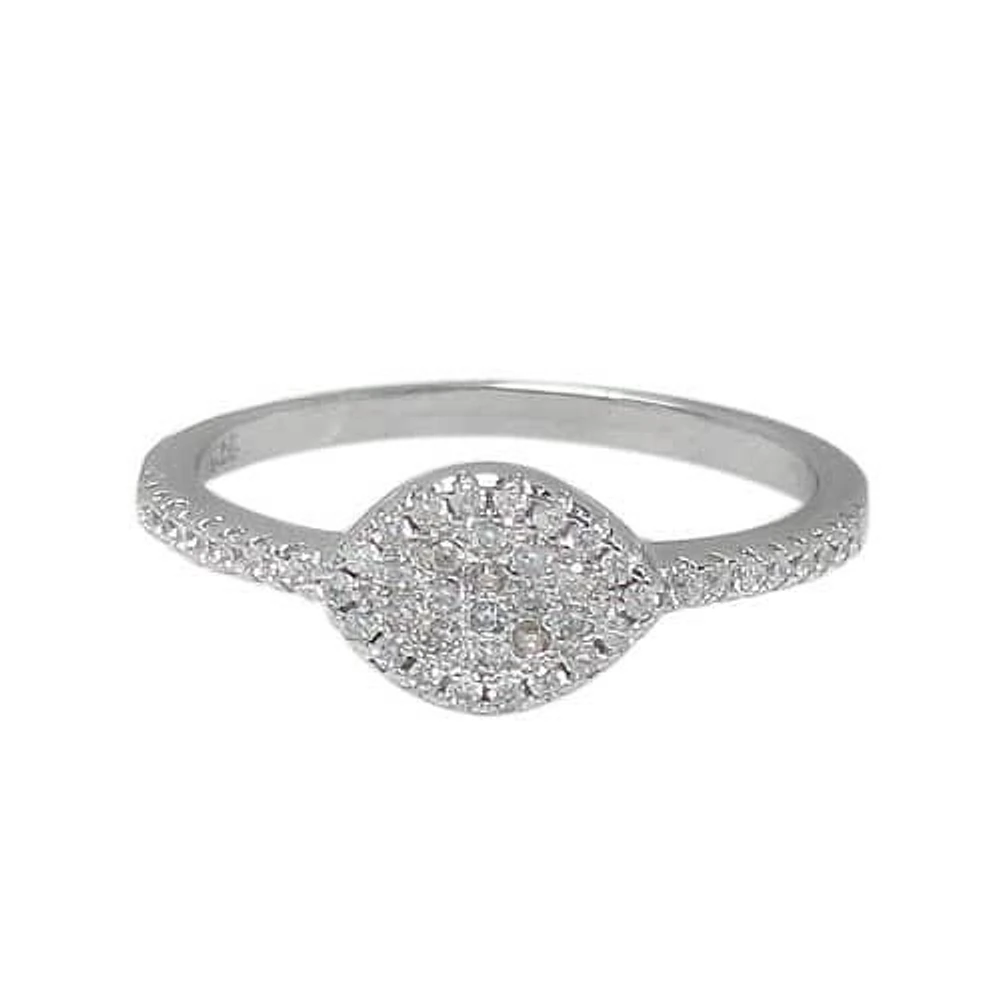 Sterling Silver With Rhodium, 10X7mm Marquise Shape Stackable Ring With Cubic Zirconia