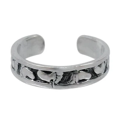 Sterling Silver, Adjustable Toe Ring With Feet Shape Design