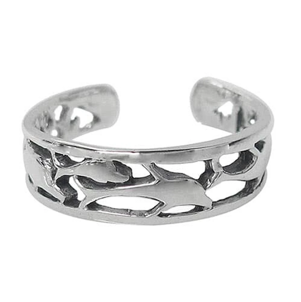 Sterling Silver, Adjustable Toe Ring With Dolphin Design