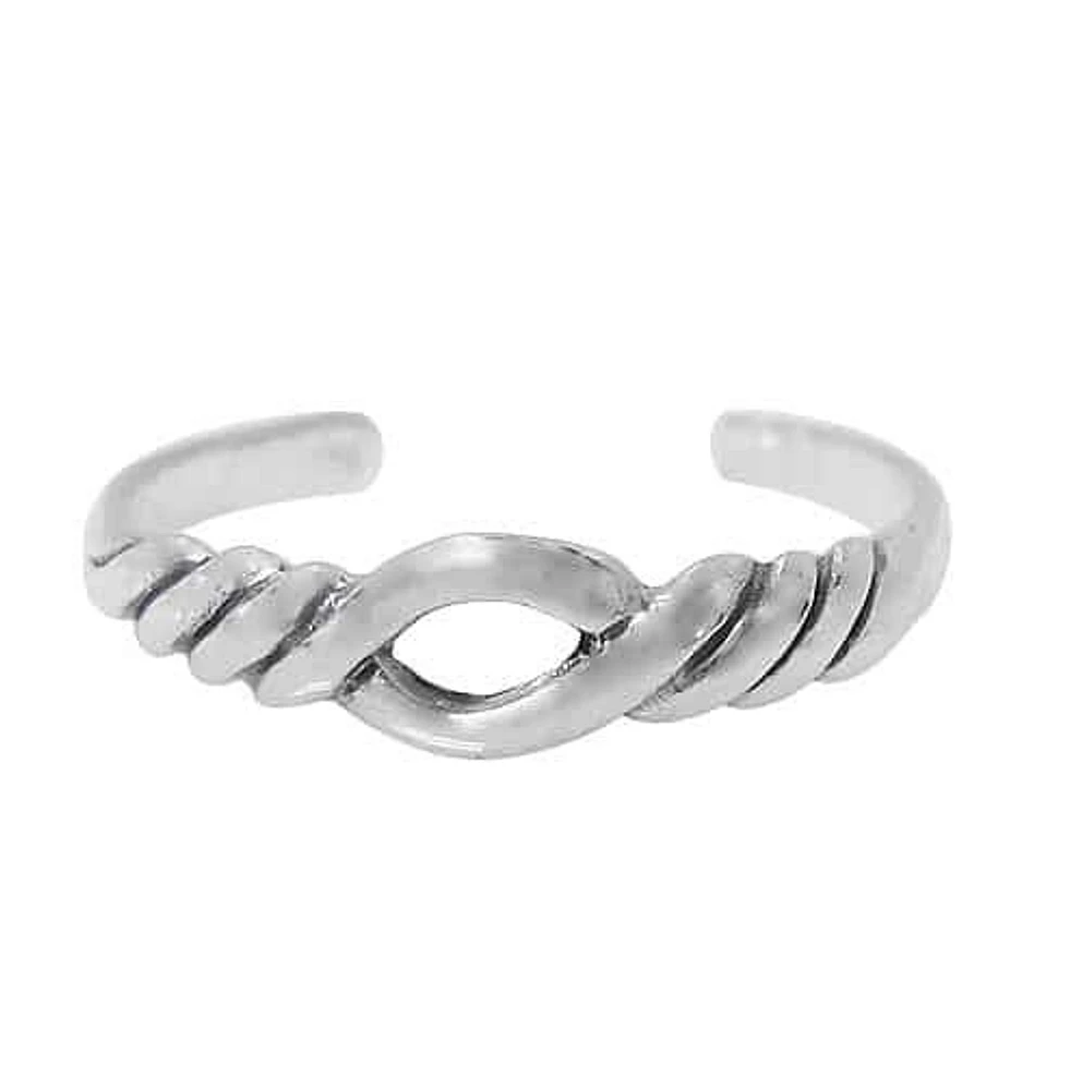 Sterling Silver, Adjustable Toe Ring With Twisted Design