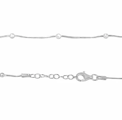Sterling Silver Anklet, 8 Sided Snake Chain With 2.5mm Ball Bead