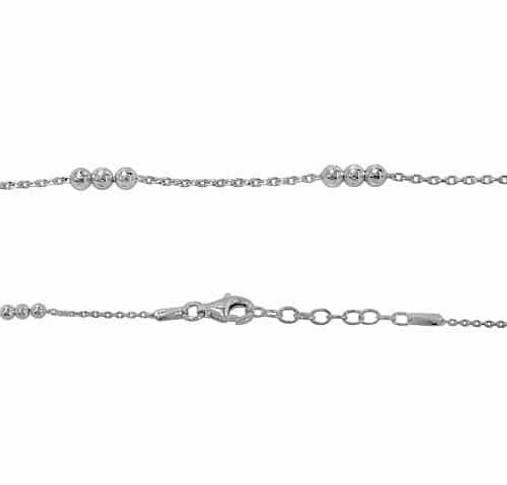 Sterling Silver Anklet, 2.5mm Diamond Cut Ball Bead