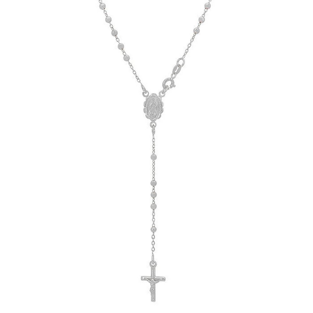 Sterling Silver, Rosary Necklace With 4mm Ball Bead