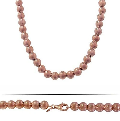 Sterling Silver With Rose Gold Plated, 8mm Ball Bead Necklace