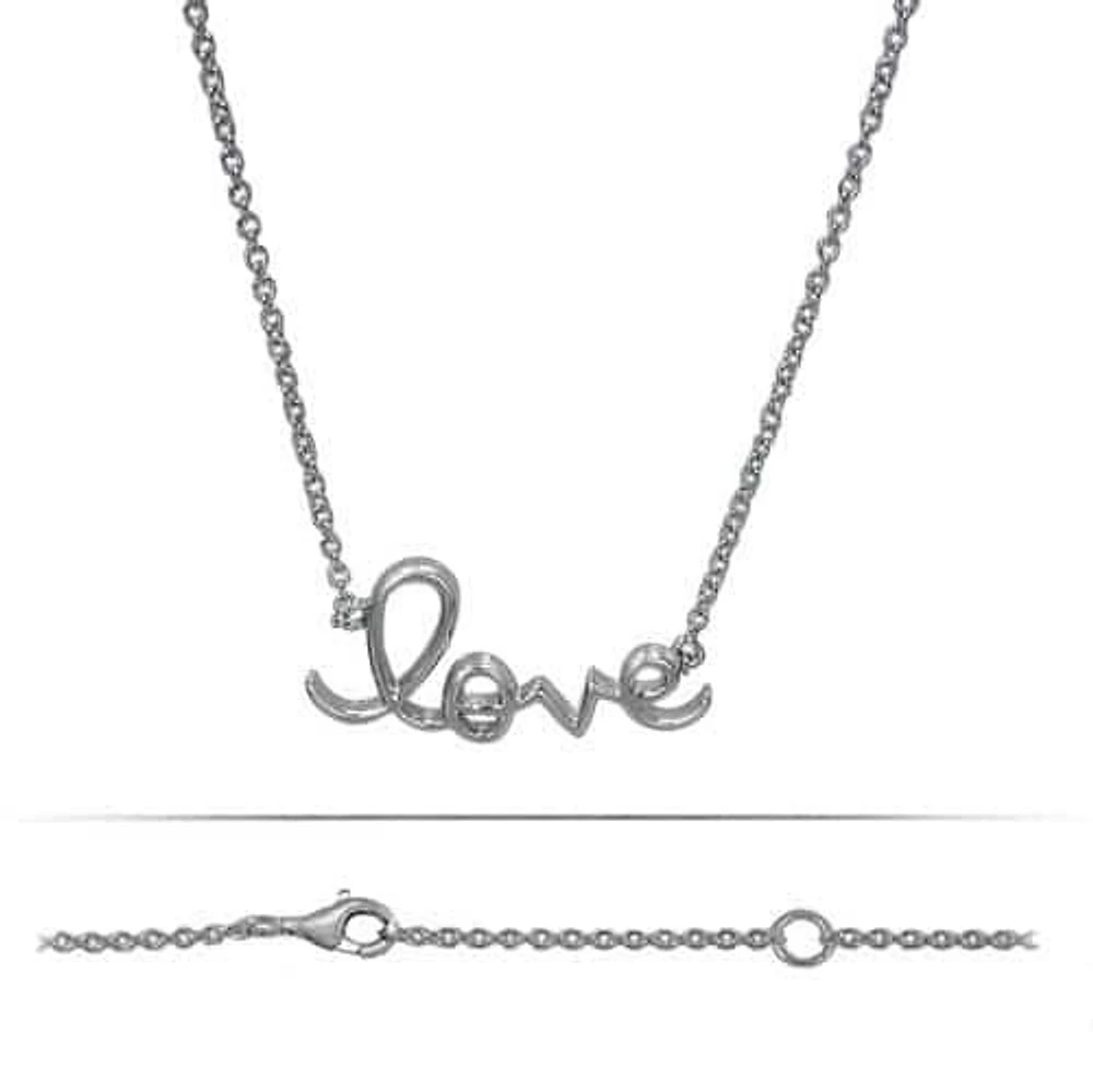 Sterling Silver With Rhodium, Love (24X12mm) Charm