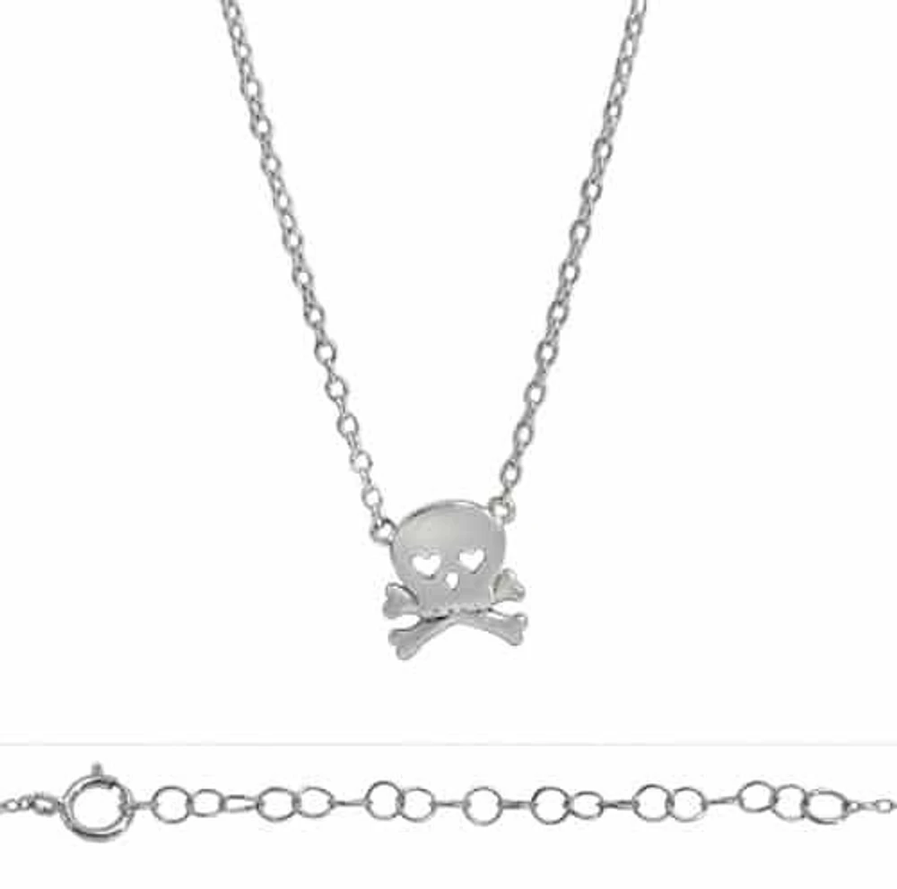 Sterling Silver With Rhodium, Skull (8X9mm) Charm
