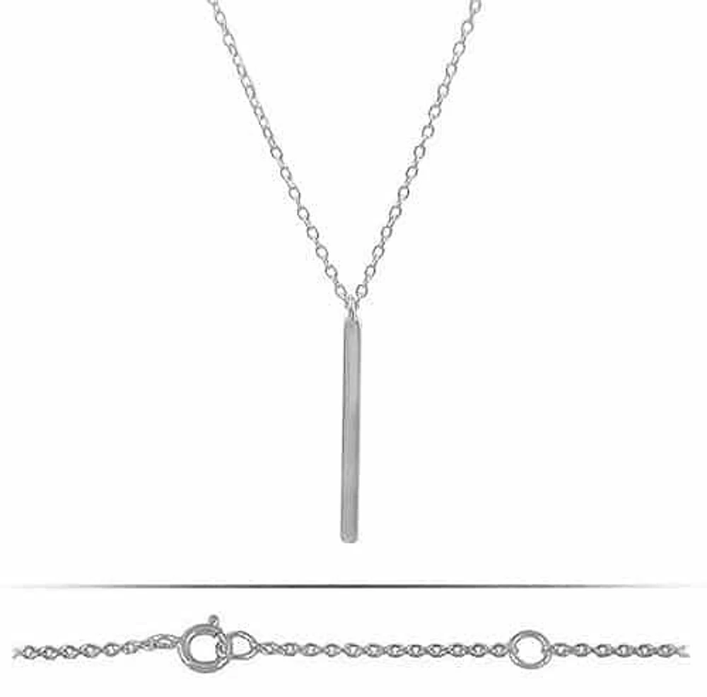 Sterling Silver With Rhodium, Vertical Bar (24X2mm) Charm