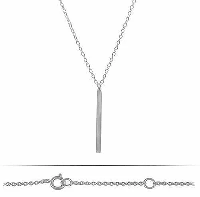 Sterling Silver With Rhodium, Vertical Bar (24X2mm) Charm