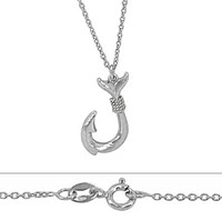 Sterling Silver With Rhodium, Hook (23X14mm) Charm Necklace