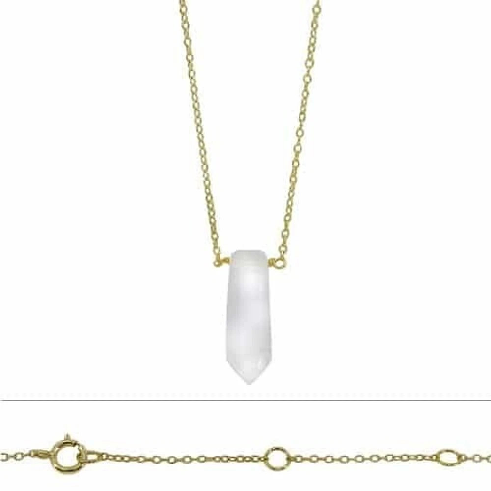 Sterling Silver With Gold, 6X22mm Crystal Charm Necklace
