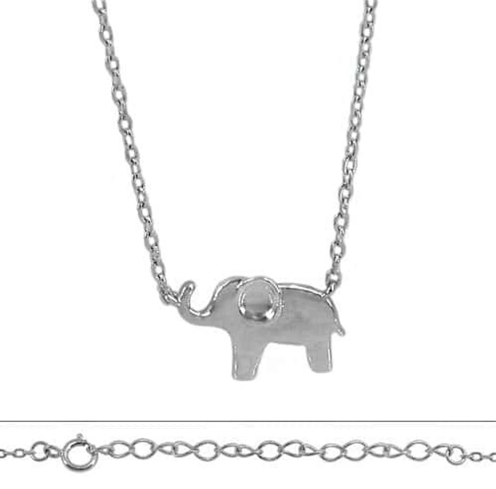 Sterling Silver With Rhodium, Elephant (10X15mm) Charm