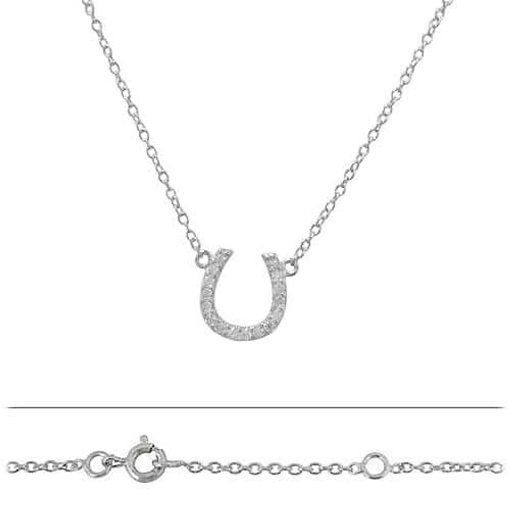Sterling Silver With Rhodium, Horseshoe (10mm) Charm